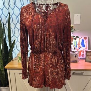 Kendall & Kylie Rust Floral Romper